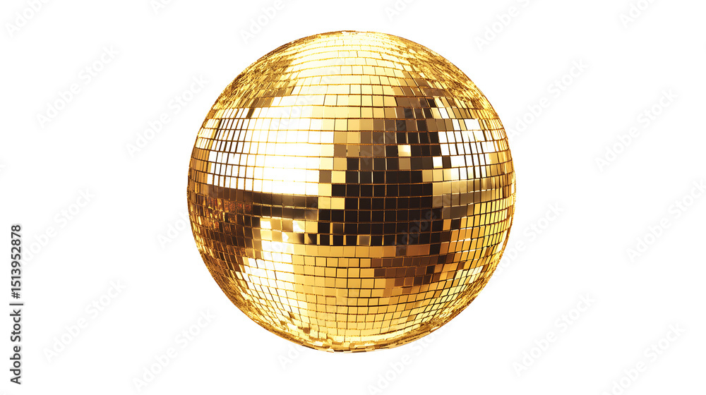 Fototapeta premium Golden disco ball isolated on a white background