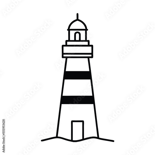lighthouse vector icon line art on transparent background