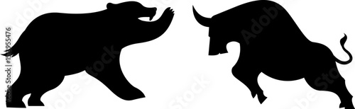 Bull vs bear stock market concept.