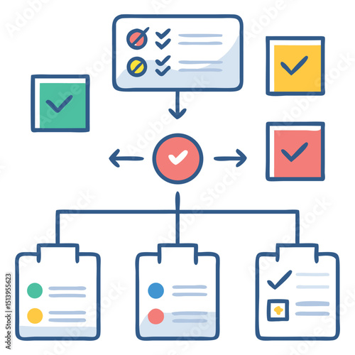 Modern vector business process and workflow icons for project management and corporate dashboards
