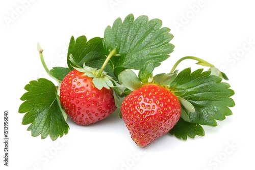 pair of strawberries isolated on white background