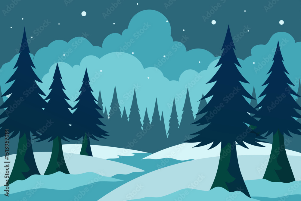 Fototapeta premium winter landscape with trees and snow
