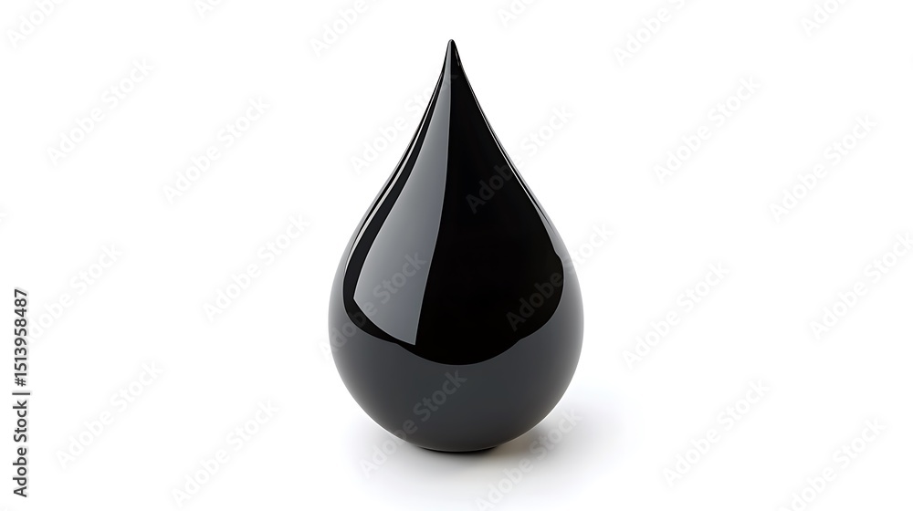 of a single black glossy drop on a plain white background of a single black glossy drop on a plain white background