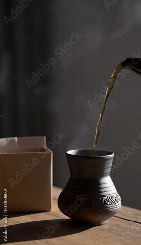 coffee pot with smoke. High resolution, Ultra High Definition, 4k video