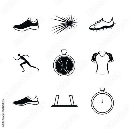 Sprint, Run, and Race Icon Set for Track and Field Athletics