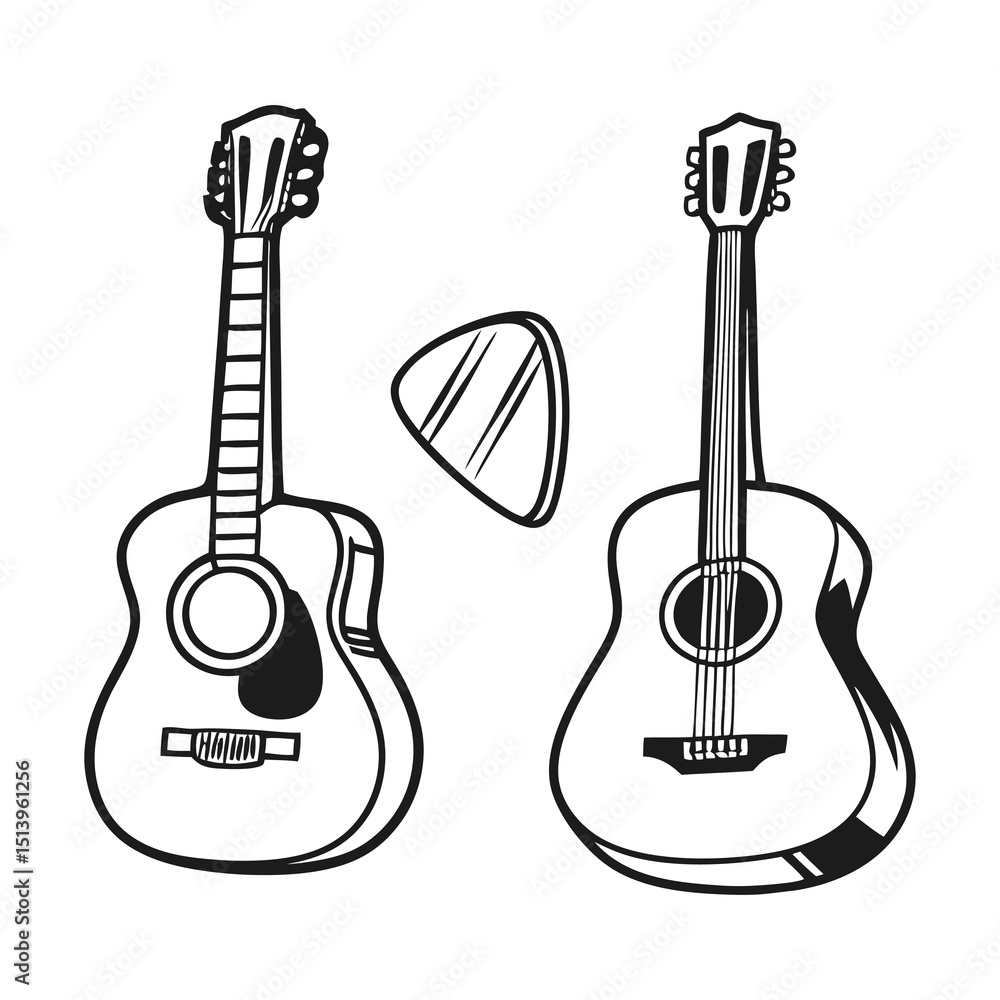Obraz premium Guitar icon set vector, guitar logo, guitar art. Adobe Illustrator Artwork