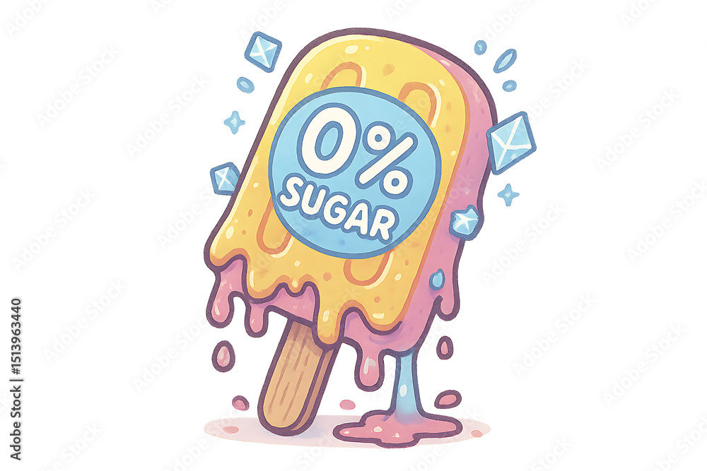 Fototapeta premium Delicious Zero Sugar Popsicle Melted Summer Treat Illustration