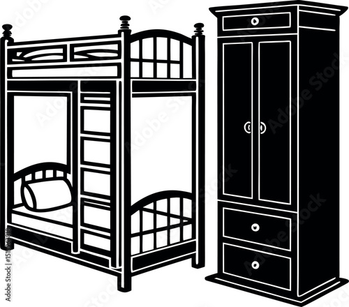 Stylish Black Vector Silhouette of Wardrobe