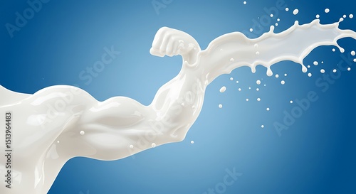 Milk Arm Splash on Blue Background