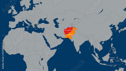Map highlighting Afghanistan and Pakistan, showing their geographical proximity and shared border.