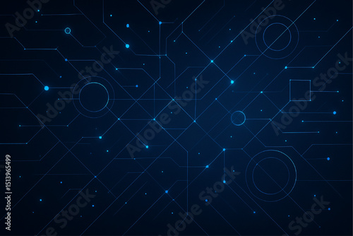Futuristic Digital Technology Background – Abstract Geometric Circuit Design with Glowing Nodes and Lines, High-Tech Network Pattern, Innovation Concept for AI, Blockchain, and Virtual Connectivity.