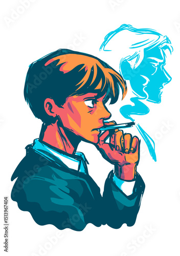 Inner Conflict: A contemplative individual, illuminated by a palette of vibrant hues, grapples with an inner turmoil, creating a striking visual metaphor for introspection.