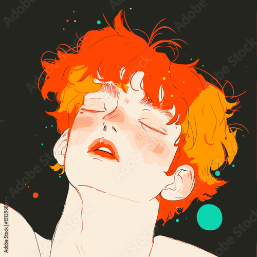 Envisioning of Serenity: An artistic illustration unveils a person in a state of profound introspection, conveying a moment of tranquility and introspective reflection.