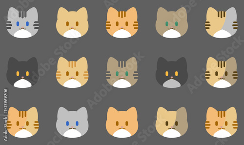 Vector Cat Icon with different pattern and color