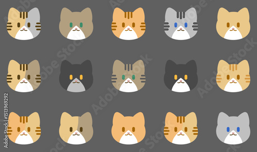Vector Cat Icon with different pattern and color