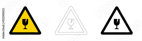 Fragile material warning in vector format