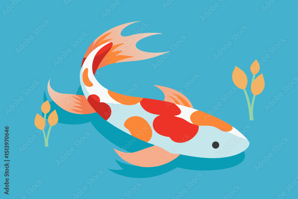 Naklejka premium watercolor-koi-fish-swimming-in-a-pond