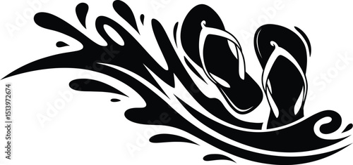 Splashing Flip-Flops Summer Beach Wave Design