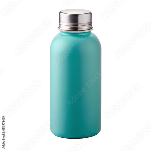 Matte Aqua Blue Bottle With Silver Cap