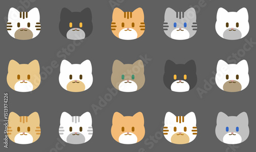 Vector Cat Icon with different pattern and color