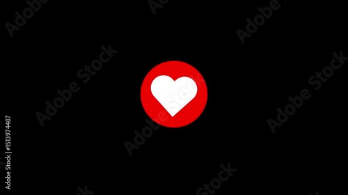 Heart smile emoji animated emoticonHeart sign. Red icon love icon colorful simple shape circle animation on black background. 4k motion video.