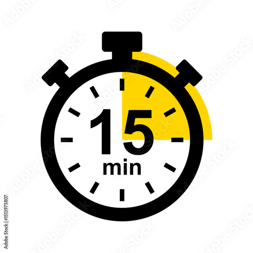 15 minute timer. Stopwatch icon