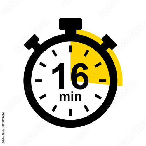 16 minute timer. Stopwatch icon