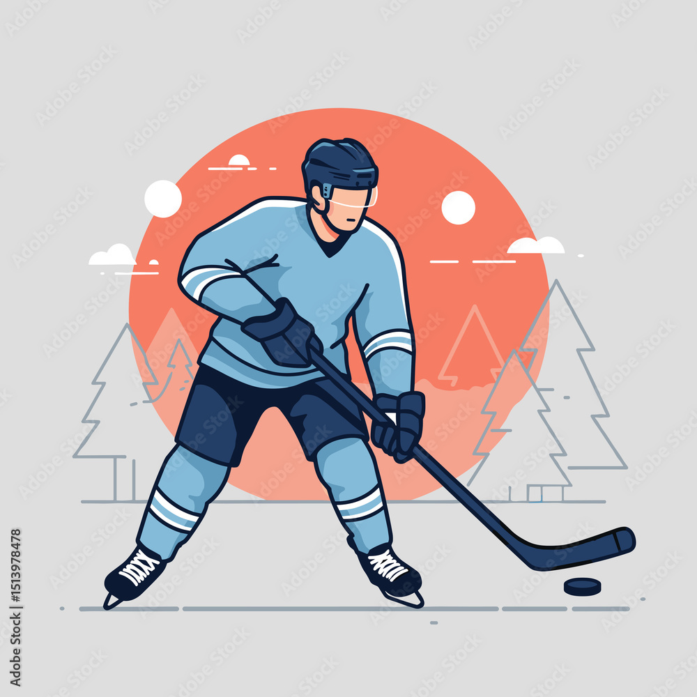 Obraz premium Ice hockey forward preparing to shoot — PNG icon