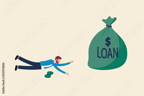 Entrepreneur soft loan to continue business in economic crisis impact by COVID-19 pandemic concept, tried broke businessman small business owner falling on the floor trying to get bank loan.