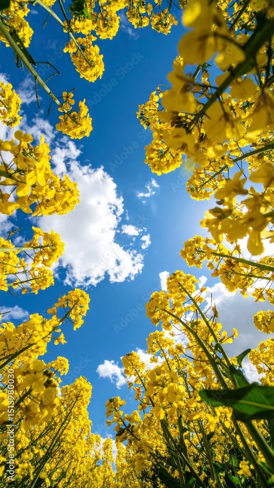 Obraz premium Yellow autumn maple leaves on a tree branch against a blue sky, a beautiful season of nature's bloom, autumn leaves against blue sky
