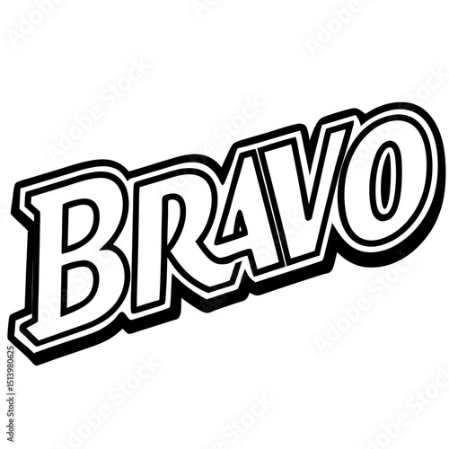 Bravo cheering hand lettering celebration Line Art Vector illustration