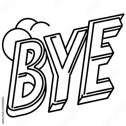 Bye goodbye hand drawn word in fun playful style Line Art Vector illustration