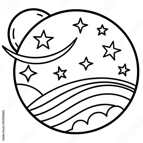 Dream fantasy themed word in whimsical sketch Line Art Vector illustration
