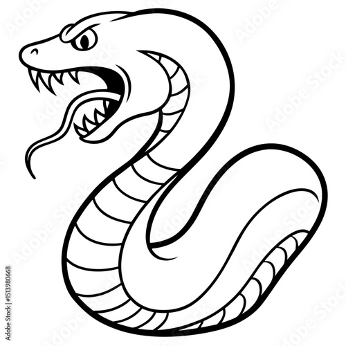 Hiss snake sound themed word in line drawing style Line Art Vector illustration
