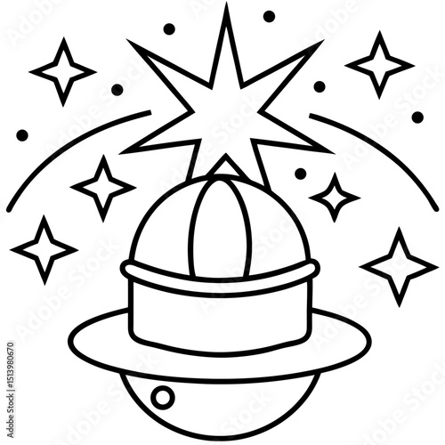 Magic whimsical fantasy inspired word in sketch style Line Art Vector illustration
