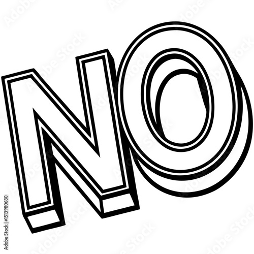 No negative response word in bold sketch form Line Art Vector illustration