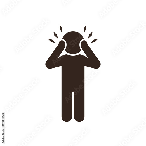 Silhouette of person holding head in stress or frustration  