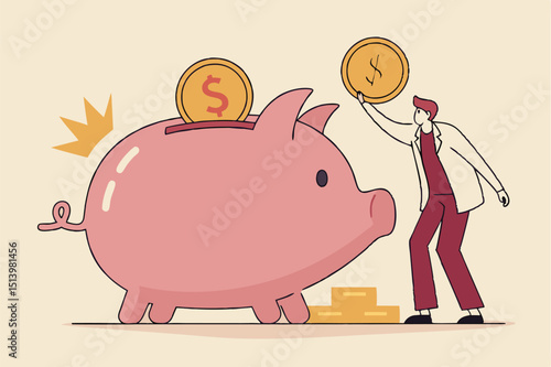 Emergency funds prepared to pay for unexpected situation in life, loss a job, economic crisis causing income cut or accident concept, smart man standing with piggy bank with emergency siren light.