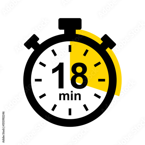 18 minute timer. Stopwatch icon