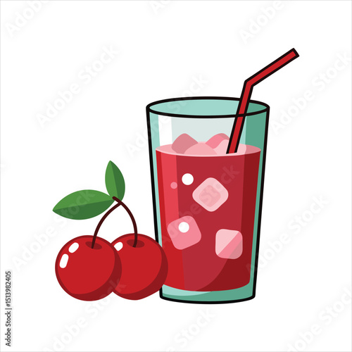 Sweet Cherry Compote Drink Clipart Illustration