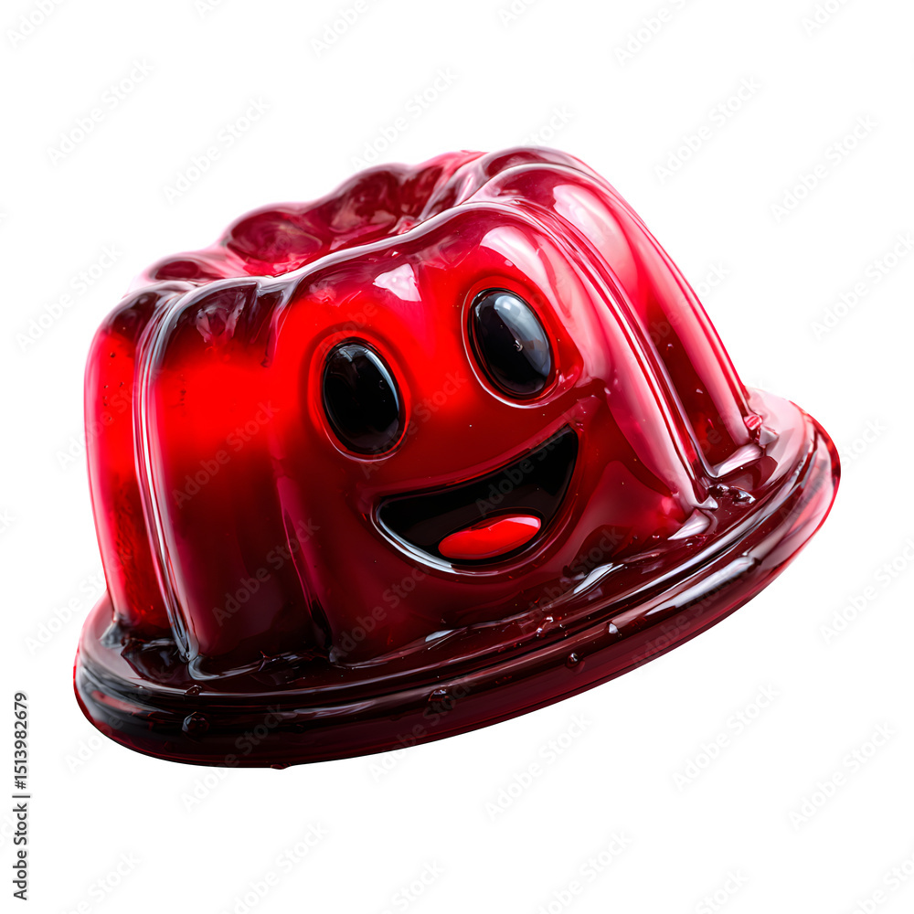 Fototapeta premium Jello bouncing with a big grin, transparent background