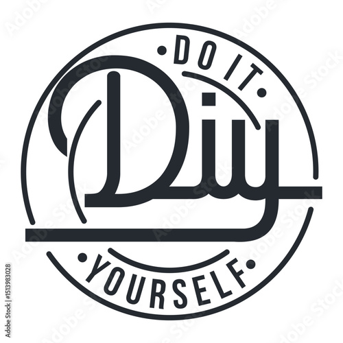 DIY do it yourself. Lettering abbreviation logo circle stamp. Rubber seal stamp icon Vector illustration.