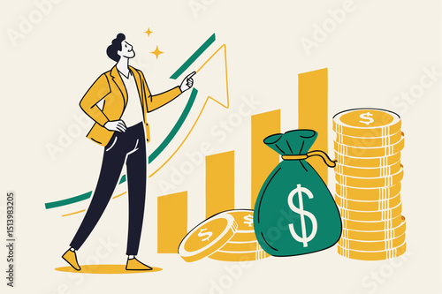 Wealth protection, investment asset allocation portfolio in volatility market or saving guard in financial and economic crisis, businessman expert with strong shield to protect money coins stack.