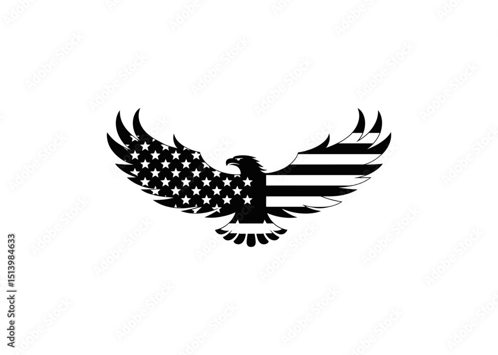 Fototapeta premium American Flag Eagle Silhouette Vector Illustration