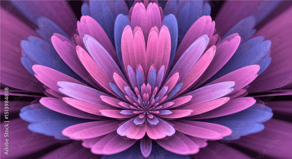 Fototapeta premium Abstract Purple Flower Bloom – Symmetrical Petal Design in 3D 