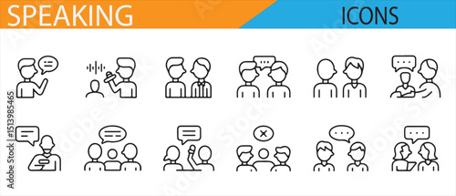 Set of Speaking Icons Including Chat, Calls, Support, and Social Interaction