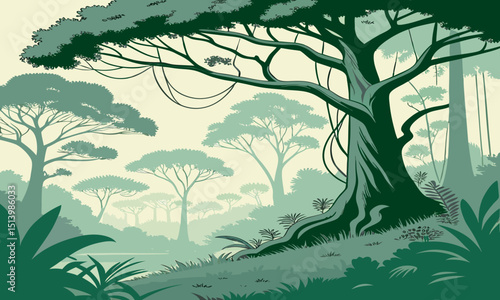 landscape with trees vector design free download