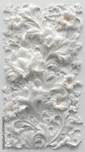 White textured floral motif with luxury finish high resolution photo