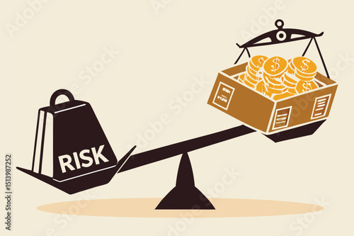 Investment high risk high expected return, investor risk appetite in securities and investment asset to get high reward concept, balance with heavy risk burden make box of rich money dollar reward.