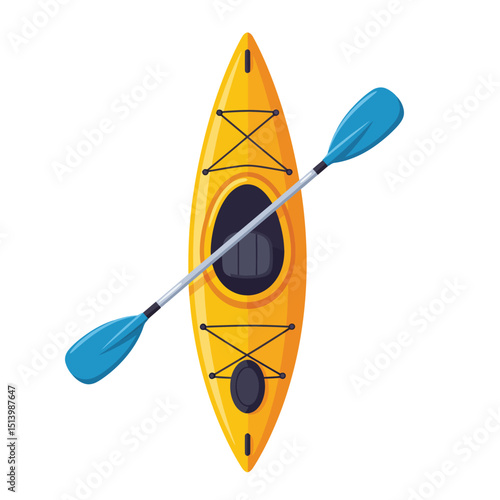 Kayak flat vector illustration. Extreme sports. Equipment for kayaking, canoeing. Active lifestyle. Outdoor activities.